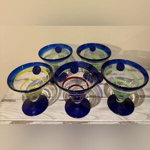 Set of 5 KOSTA BODA Royal Caribbean Handblown Martini Dessert Glass set